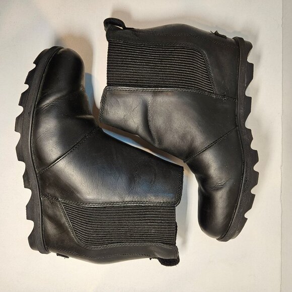 Sorel Harlow Chelsea Boots Womens 11 Black Leather Slip On Elastic side inserts - Picture 4 of 15